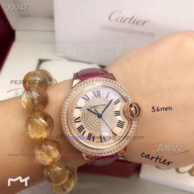 Perfect Replica Ballon Bleu Cartier 36mm Watches Rose Gold Roman Dial